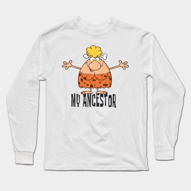 My Ancestor cavewoman Long Sleeve T-Shirt by TomCage